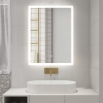 AQUALINE - FAGO zrkadlo s LED osvetlením 60x80cm, dotykový senzor, stmievateľné FA060
