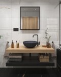 Umývadlo na dosku SAT Cemento 42x42 cm antracit bez prepadu CEM4242A CEM4242A