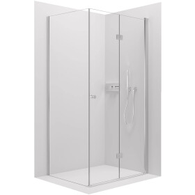 CERANO - Sprchovací kút Volpe L/P - 6 mm - chróm, transparentné sklo - 100x100x190 - zalamovacia CER-427222