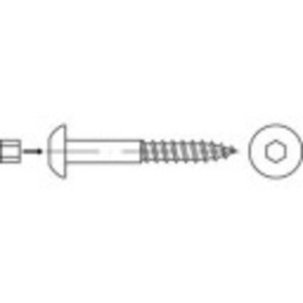 Polkruhové skrutky do dreva TOOLCRAFT 159345 100 mm Vnút. šesťhran oceľ,Zn.50 ks; 159345