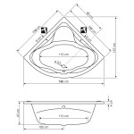 AQUALINE - DUNAJ rohová vaňa 140x140x48 cm, biela G1340