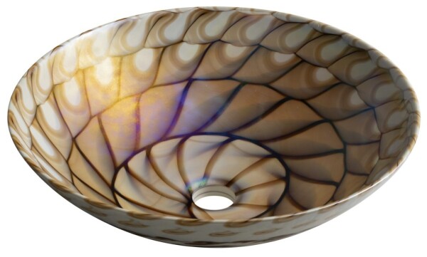 SAPHO - CARAIBI MURANO sklenené umývadlo na dosku, priemer 41cm, ivory/hnedá YM1236