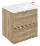 SAPHO - CIRASA kúpeľňová skrinka 50cm CIRASA s úzkym umývadlom a LED zrkadlom, 2 zásuvky, dub Alabama KSET-111