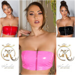 Sexy Koucla Latex look bandeau top with zip red L