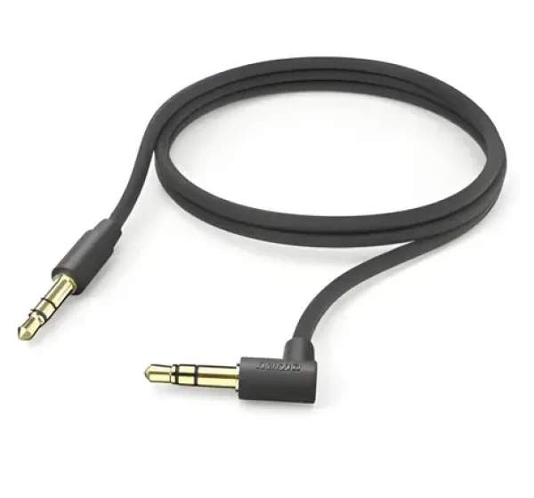 HAMA AUX kábel jack - jack 90 ° čierna / Audio kábel / 3,5 mm / 1 m