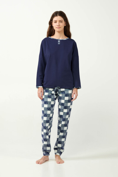 Vamp - Dámske teplé pyžamo 21433 - Vamp blue patriot XL