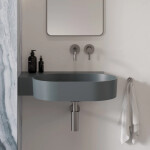 OMNIRES - OVO M+ umývadlo na dosku/závesné - ľavé, 64 x 44 cm, ash grey mat; OVO645UWLAG