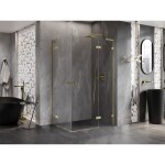 MEXEN/S - Lunar L Duo sprchový kút dvere krídlové pravá 115 x 75, transparent, zlato kartáčovaná 834L-115P-075L-55-00
