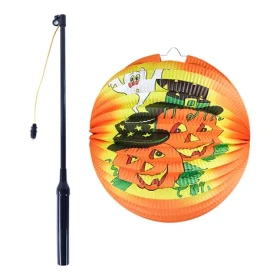Rappa Lampión Halloween veselá tekvica 25 cm so svietiacou paličkou 40 cm