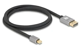 DeLock Mini DisplayPort na DisplayPort 1m šedá / Kábel / 8K / 60 Hz / DP 1.4 / 32,4 Gbps (81091)