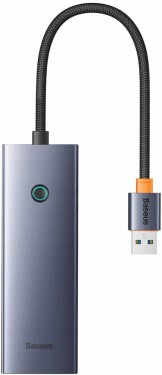 Baseus Hub Baseus UltraJoy Series Lite 4-Port USB-A / 3xUSB-A 3.0, RJ45, USB-C 5V (Sivý)