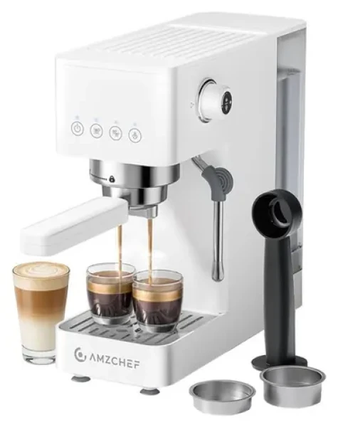 AMZCHEF CE-EM3131-WT biela / Kávovar / Piestový systém / 20 barov / 1350W (CE-EM3131-WT)
