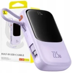 Baseus Qpow Pro+ 10000mAh 22.5W s káblom USB-C fialová / Powerbanka / 2xUSB-C / 1xUSB-A (6932172652456)