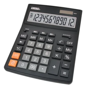 AVELI DESQ XXL čierna / Stolová kalkulačka / 12miestna / duálne napájanie (30444)