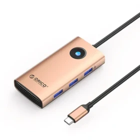 Orico USB-C Hub 6v1 ružovo-zlatá / USB-C hub / 3x USB-A 3.0 / USB-C 3.0 / USB-C PD 100W / HDMI 4K/30Hz (6941788814691)