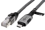 Goobay LAN adaptér USB-C - RJ-45 čierno-strieborný 3 m / LAN adaptér / Cat.6 / 1 Gbit/s (70699)