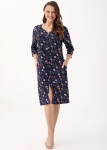 Dámsky župan 392 L24 - Luna 4XL tm.modrá-květy