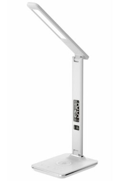 IMMAX LED stolná lampička Kingfisher biela / Qi nabíjanie / 8.5W / 400lm / 12V / 2.5A / 3 farby svetla / sklápacie rameno (08966L)