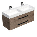 Kúpeľňová skrinka s čiernou úchytkou a umývadlom SAT Cube Way 120x53x46 cm dub Wellington mat CUBE46C1202DWSAT CUBE46C1202DWSAT