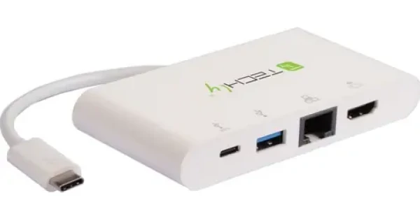Techly IADAP USB31-DOCK1 biela / Dokovacia stanica / USB-C / HDMI 4K / RJ45 / PD 60W (IADAP USB31-DOCK1)