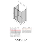 CERANO - Trojstenný sprchovací kút Varone POINT UL/P - 6 mm - čierna matná, grafitové sklo - 100x70x195 - posuvný CER-8050BD7803