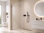 CERANO - Sprchová zástena Walk-in Orbis - Ľavá - 8 mm - čierna matná, mliečne sklo - 100x200 CER-682120