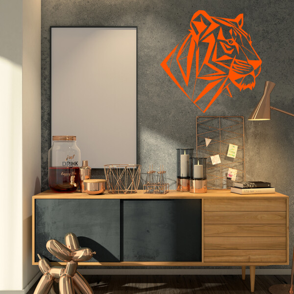 Veselá Stena Samolepka Profil Tigra Farba: oranžová, Veľkosť: 60 x 60 cm