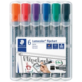 Staedtler 356 B WP6 popisovač na flipcharty Lumocolor® flipchart marker 356 B 2 - 5 mm čierna, modrá, červená, zelená, oranžová, purpurová 6 ks; 356 B WP6