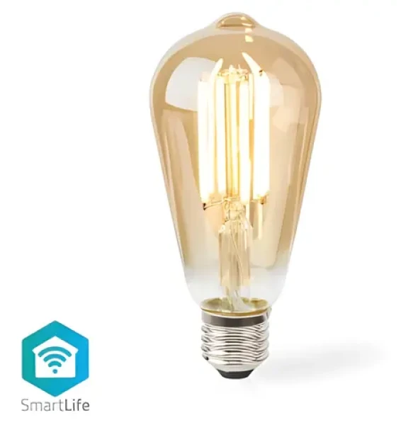 Nedis SmartLife ST64 / Inteligentná LED žiarovka / Wi-Fi / E27 / 806 lm / 7 W / 1800-3000 K (WIFILRF10ST64)