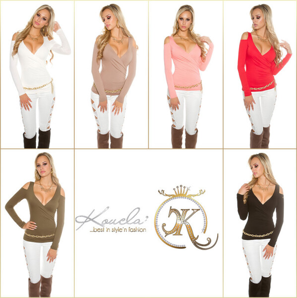 Sexy Koucla longsleeve shoulderfree wrap look