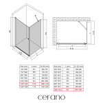 CERANO - Sprchovací kút Antelo L/P - 6 mm - čierna matná, transparentné sklo - 110x100x190 - otočný CER-482215