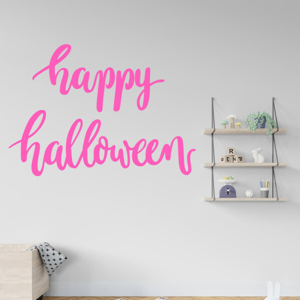 Veselá Stena Samolepka Happy Halloween Farba: růžová, Veľkosť: 100 x 72 cm
