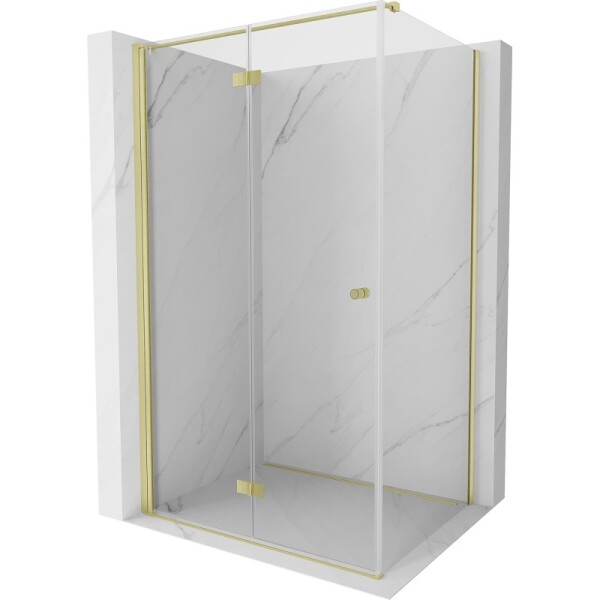 MEXEN/S - Mist-F sprchovací kút skladacie dvere ľavá 100 x 95, transparent, zlato kartáčovaná 8A6T-100-095-55-00-L