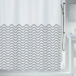 SPIRELLA Sprchový záves TRENTO biely / motív vlny / 180 x 200 cm / polyester