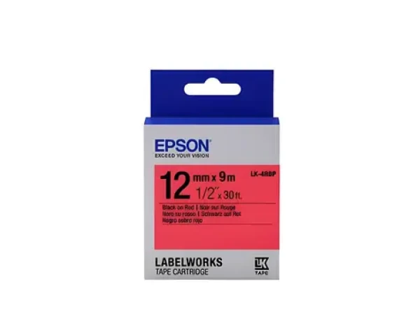 Epson LK-4RBP / Páska do štítkovača / Pastel / čierna na červené / 12 mm / 9 m (C53S654007)