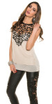 Trendy KouCla blouse with fake leather application