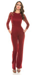 Sexy Koucla long sleeve overall with lace red XL