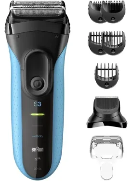 Braun Series 3 3010BT čierno-modrá / Planžetový holiaci strojček / WetDry / vodeodolný / 5 nástavcov (8700216735483)