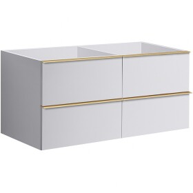 CERANO - Kúpeľňová skrinka pod umývadlo s úchytkou Velora - biela matná, zlatá úchytka - 158x53x46,5 CER-664978