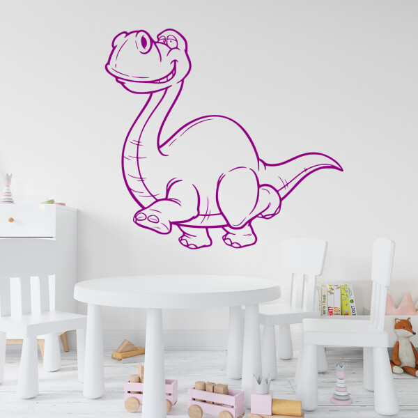 Veselá Stena Samolepka Brontosaurus Farba: fialová, Veľkosť: 100 x 93 cm