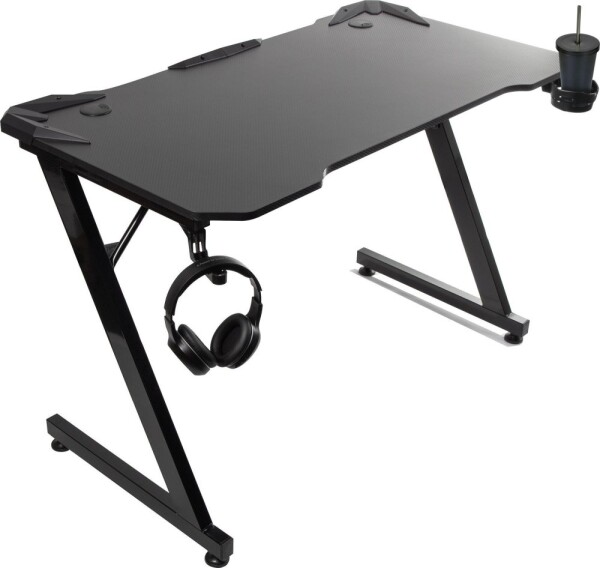 NanoRS Biurko gamingowe čierne Veľké NanoRS, 150kg max, wysokość 750mm, 110x60x1,5cm, držiak na kubek i słuchawki, RS345