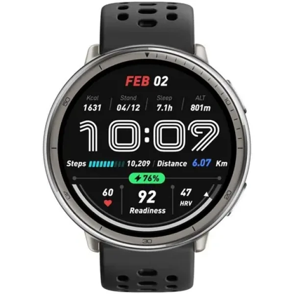 Amazfit Active 2 Round čierno-strieborná / múdre hodinky / 1.32" AMOLED / 5ATM / BT 5.2 / GPS (10591)