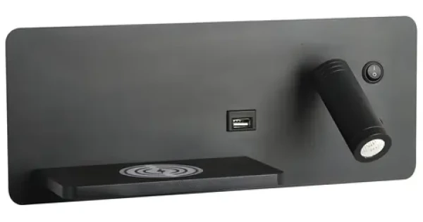Immax LED Be PREPARE 4v1 čierna ľavá / Nabíjacia stanica / LED svietidlo / Qi bezdrôtové nabíjanie / USB (08288L)