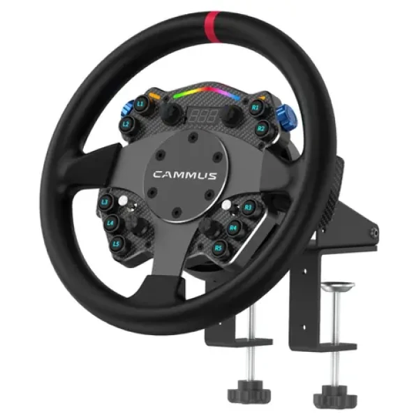 Cammus C12 Direct Drive Lenkrad + Tischklemme čierna / volant s integrovanou základňou / 20 ovládacích prvkov / LED pásik (GABU-580)