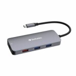 Verbatim Multiport Hub CMH-09 USB-C sivá / Dokovacia stanica / 3x USB-A / 2x USB-C / RJ45 / HDMI / SD (32152)