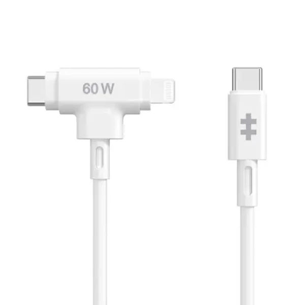 Hyper HyperJuice Nabíjací hybridný kábel Silicone 60W USB-C (M) - Lightning 1.5m biela (HJ4010WHGL)