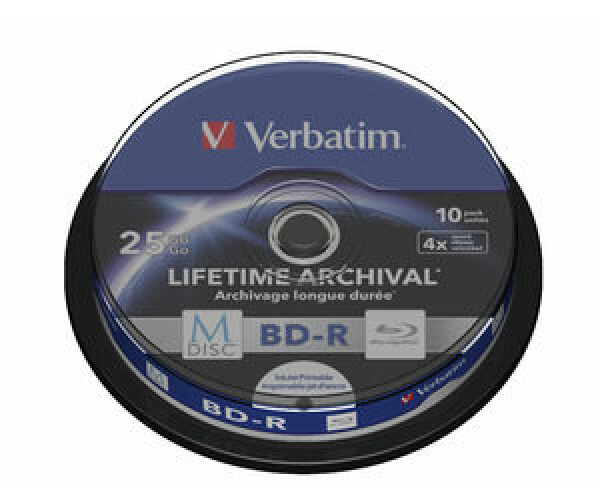 Verbatim M-DISC BD-R Blu-Ray SL 25GB 10ks / 4x / Inkjet printable / spindle (43825-V)