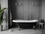 MEXEN/S - Retro voľne stojaca vaňa 170x75 cm biely / čierna chróm nohy , sifón chrom 53251707575-00