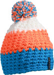 Daiber MB 7940 Trojfarebná háčkovaná čiapka s bambulou 03.7940 pacific/neon orange/white pacific/neon orange/white onesize