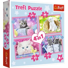 Trefl - Puzzle - Veselé mačičky 4v1
